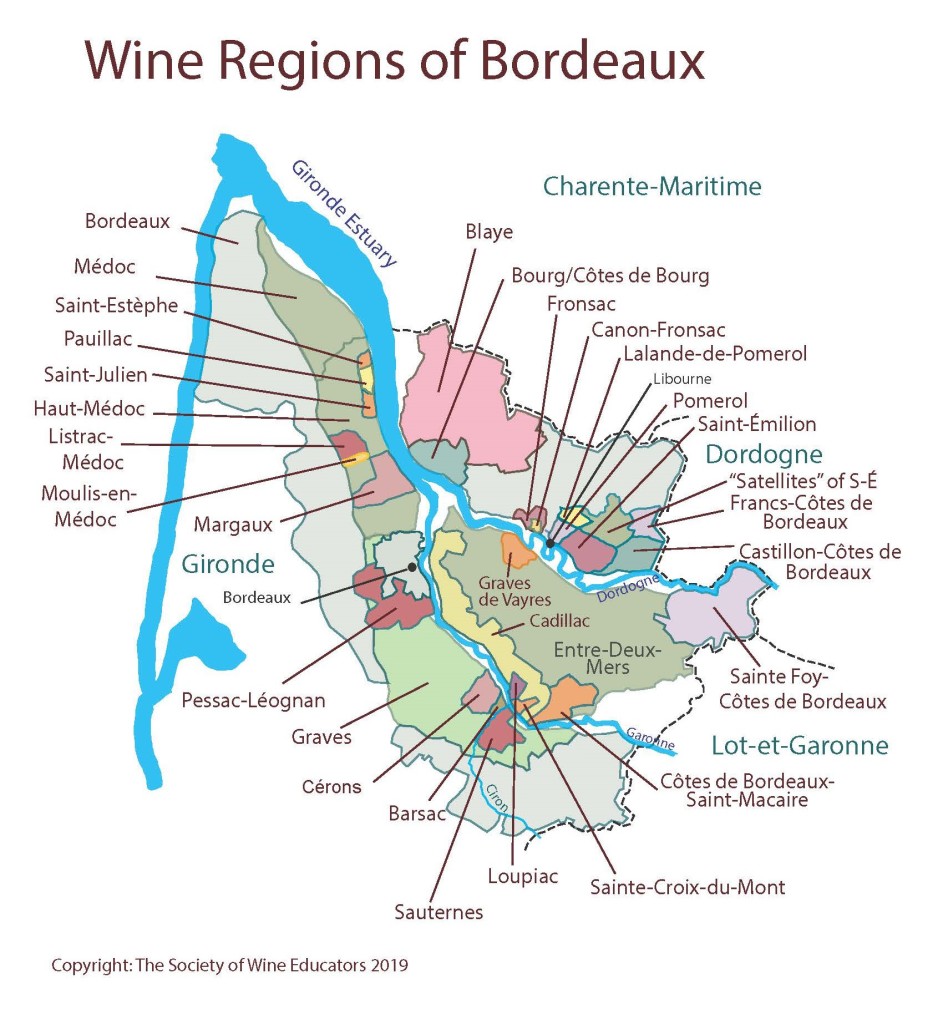 2019 Wine Map of: France – Bordeaux - Society of Wine Educators