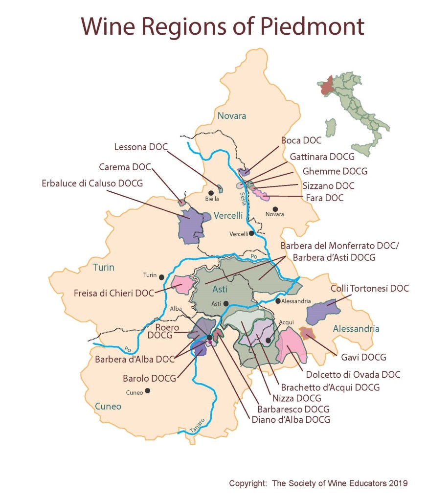 2020 Wine Map of: Piedmont - Society of Wine Educators