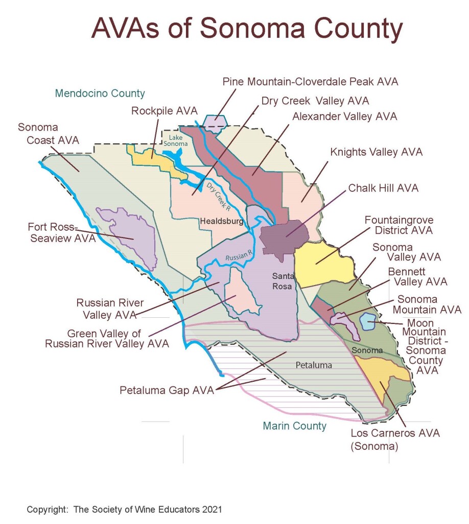 2022 Wine Map of California/Sonoma Society of Wine Educators