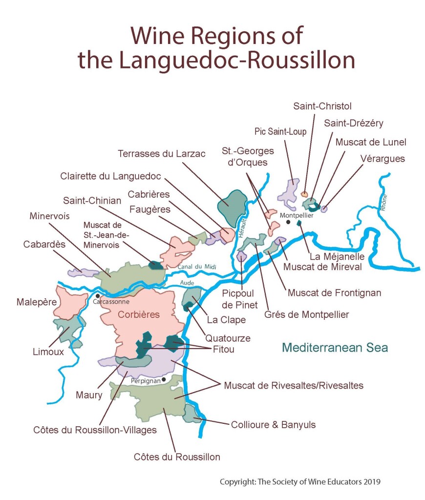 2024 Wine Map of: France – Languedoc-Roussillon - Society of Wine Educators