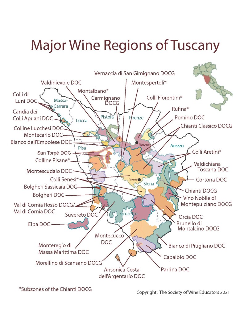 2021 Wine Map Of: Tuscany - Society Of Wine Educators