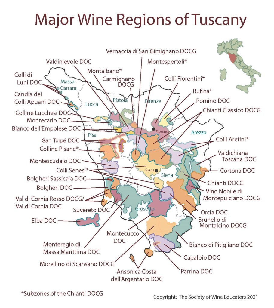 2024 Wine Map of: Tuscany - Society of Wine Educators