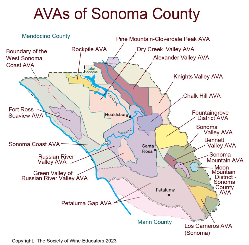 2023 Wine Map of: California/Sonoma - Society of Wine Educators