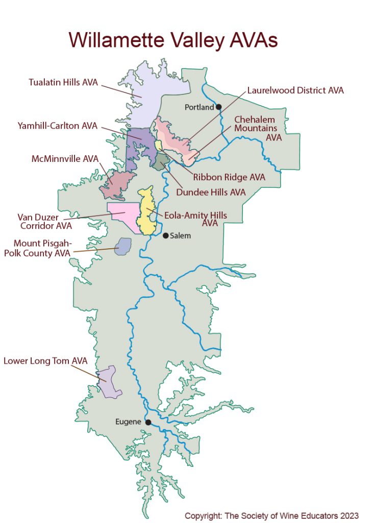 2023 Wine Map Of Oregon Willamette Valley Society Of Wine Educators   SWE Map 2023 Willamette Valley 733x1024 